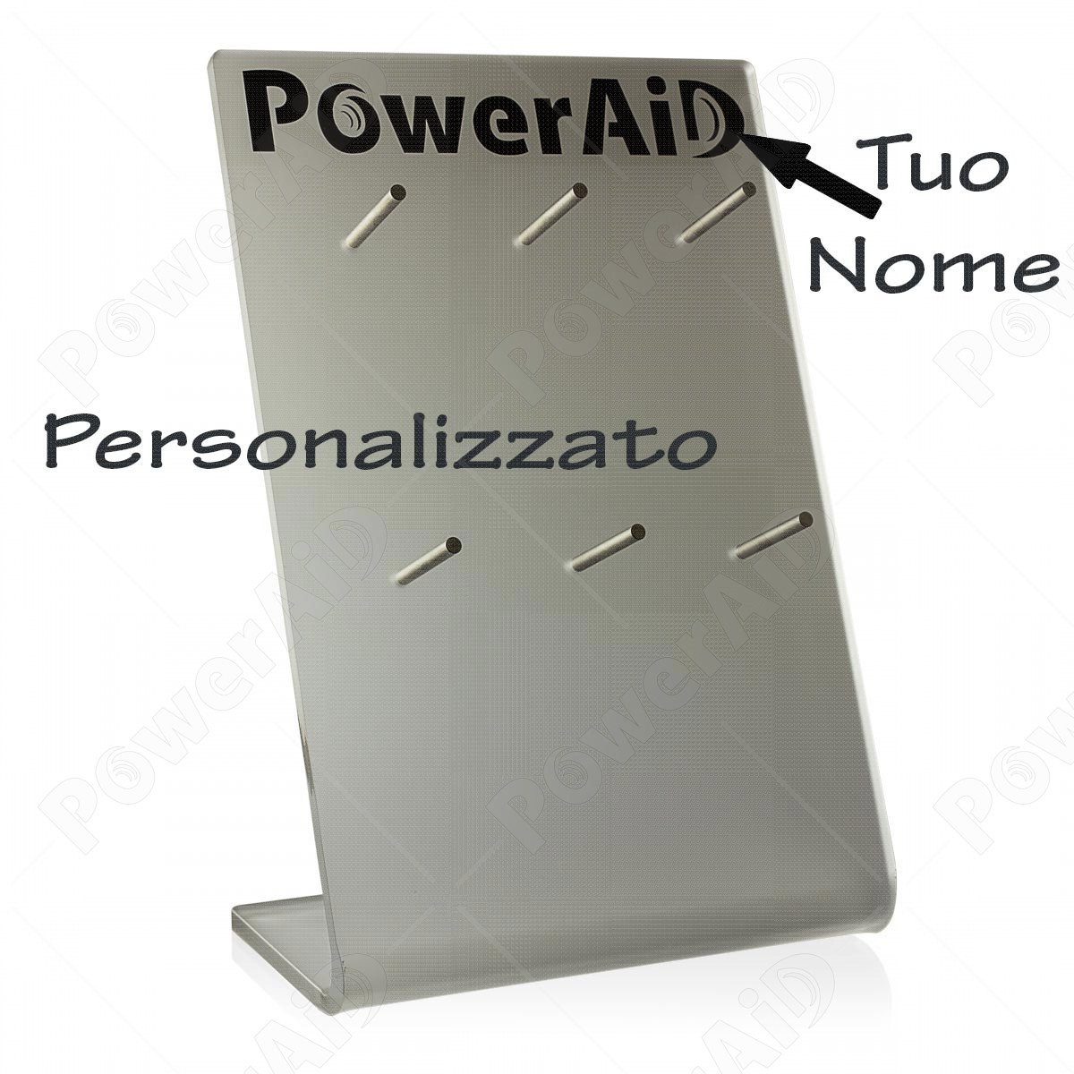 Espositore in Plexiglas 6 ganci con scritta Personalizzata