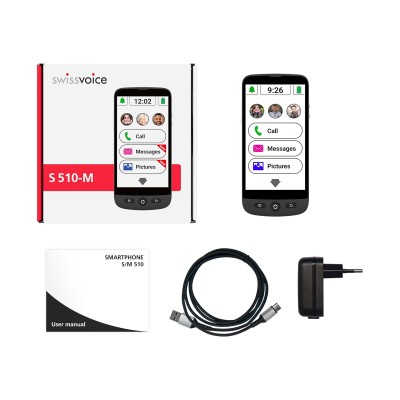 Swissvoice - Smartphone per anziani S510M CG1 con cavo magnetico per la ricarica