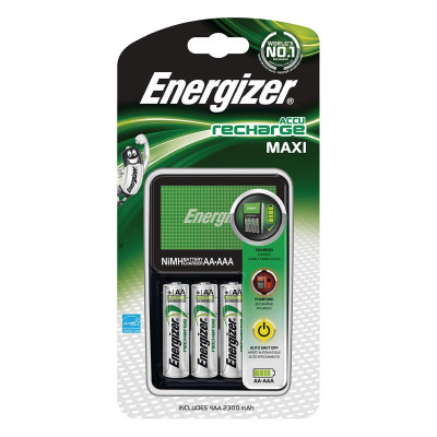 Energizer - Caricabatterie Recharge MAXI con 4 Batterie AA 230 mAh