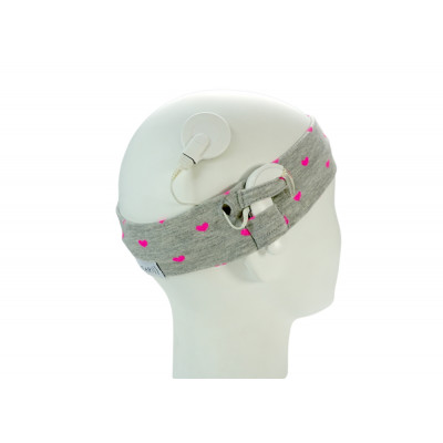 SmartEAR - Fascia Universale per impianti cocleari - Grigio con cuori - M