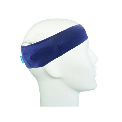 SmartEAR - Fascia sportiva per apparecchi acustici BTE o impianti cocleari Colore: Blu - L